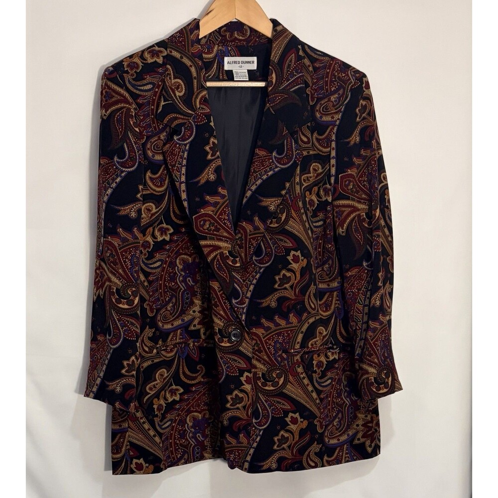 Vintage 90s Alfred Dunner Paisley /tapestry Blazer Womens Sz 12